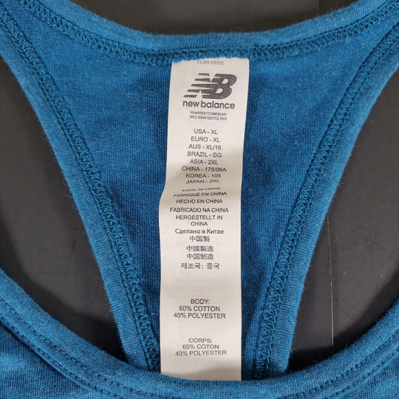 New Balance Women's XL Heather Tech Racerback Teal Blue Tank Top NWT - Picture 5 of 8